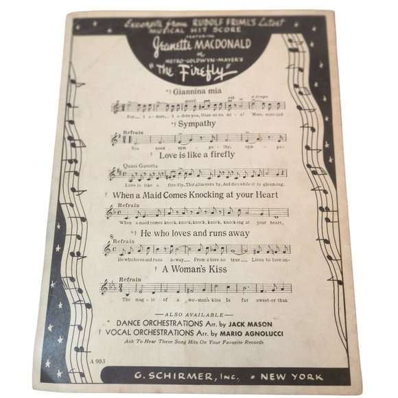 Sympathy From Movie Firefly Jeanette MacDonald/Allan Jones 1937 Sheet Music - Picture 12 of 13